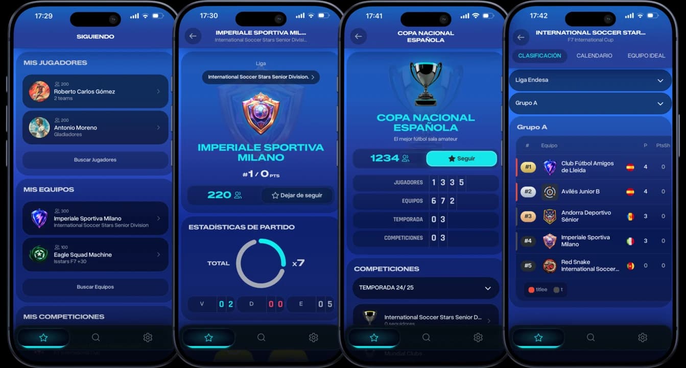 MyGolPro Supporter app screens